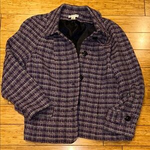 Pendleton Vintage Women’s Purple Plaid Virgin Wool Jacket Dark Academia 14W